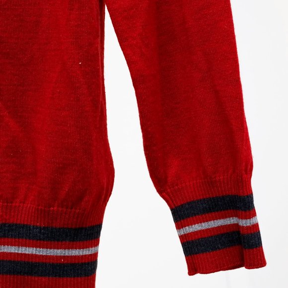 Louis Vuitton Vintage Red Wool Varsity Crewneck Sweater - Picture 6 of 10